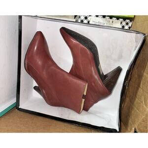 Chocolate CeCe Yadira Shoes Womens Burgundy Leather Boots Sz 38.5 Or 8 NIB!
